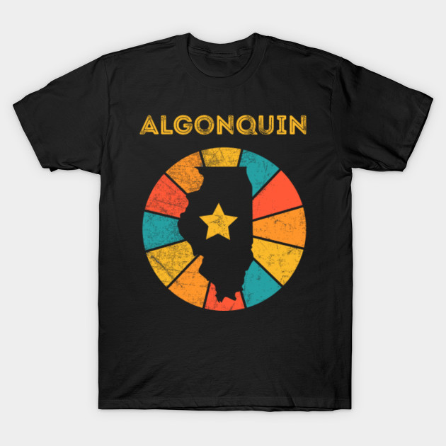 Algonquin Illinois T-Shirt Vintage City Retro Souvenir US State Silhouette Lover Gift With Star